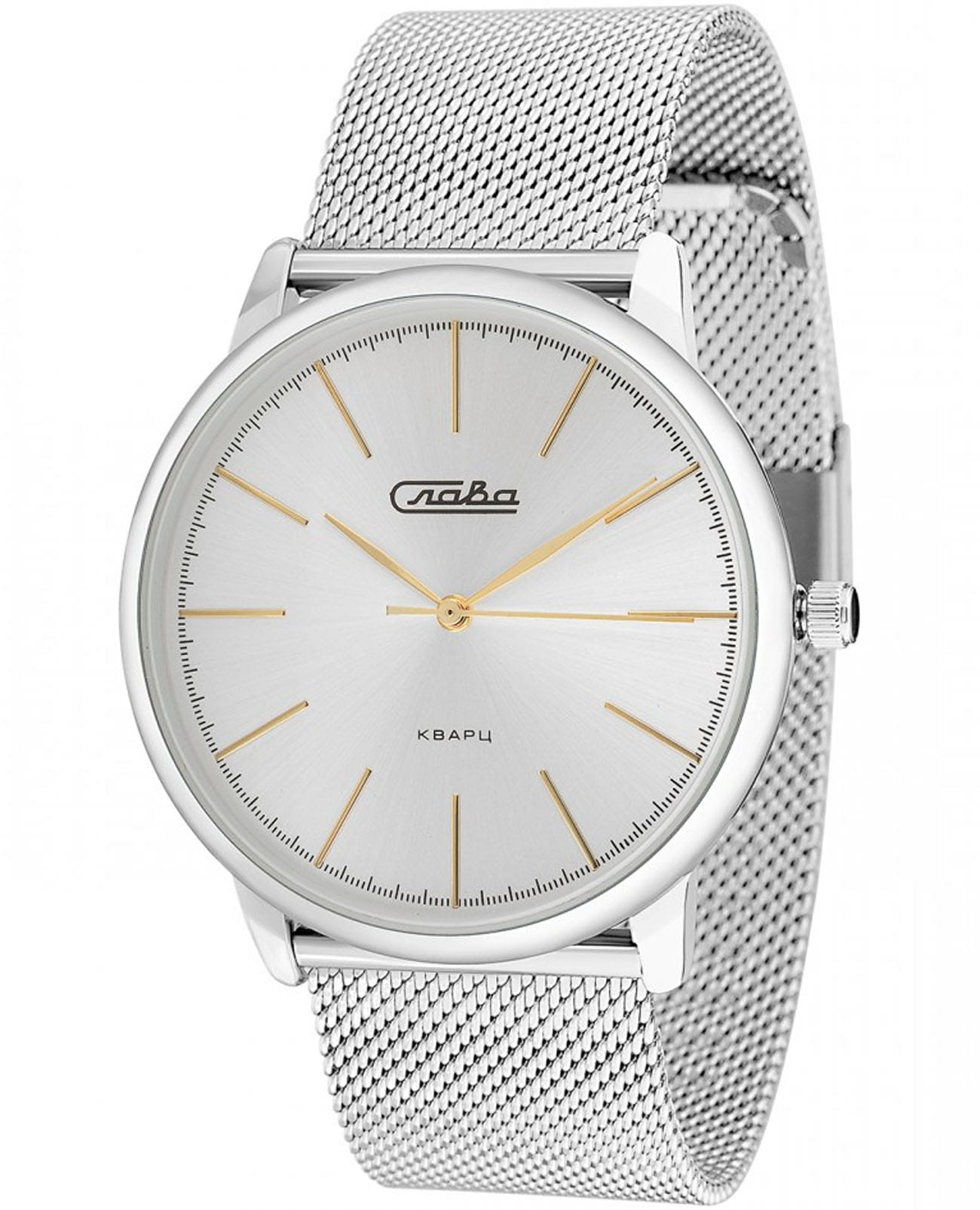 Слава Слава Традиция 1721979/2035-100  1721979/2035-100 кварцевые мужские часы белый циферблат, браслет нержавеющая сталь — вид спереди